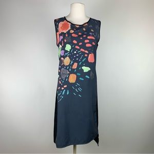KINDA KHALIDY Vida Sheath Dress High Artsy Watercolor Painted Youth L/ Womens S